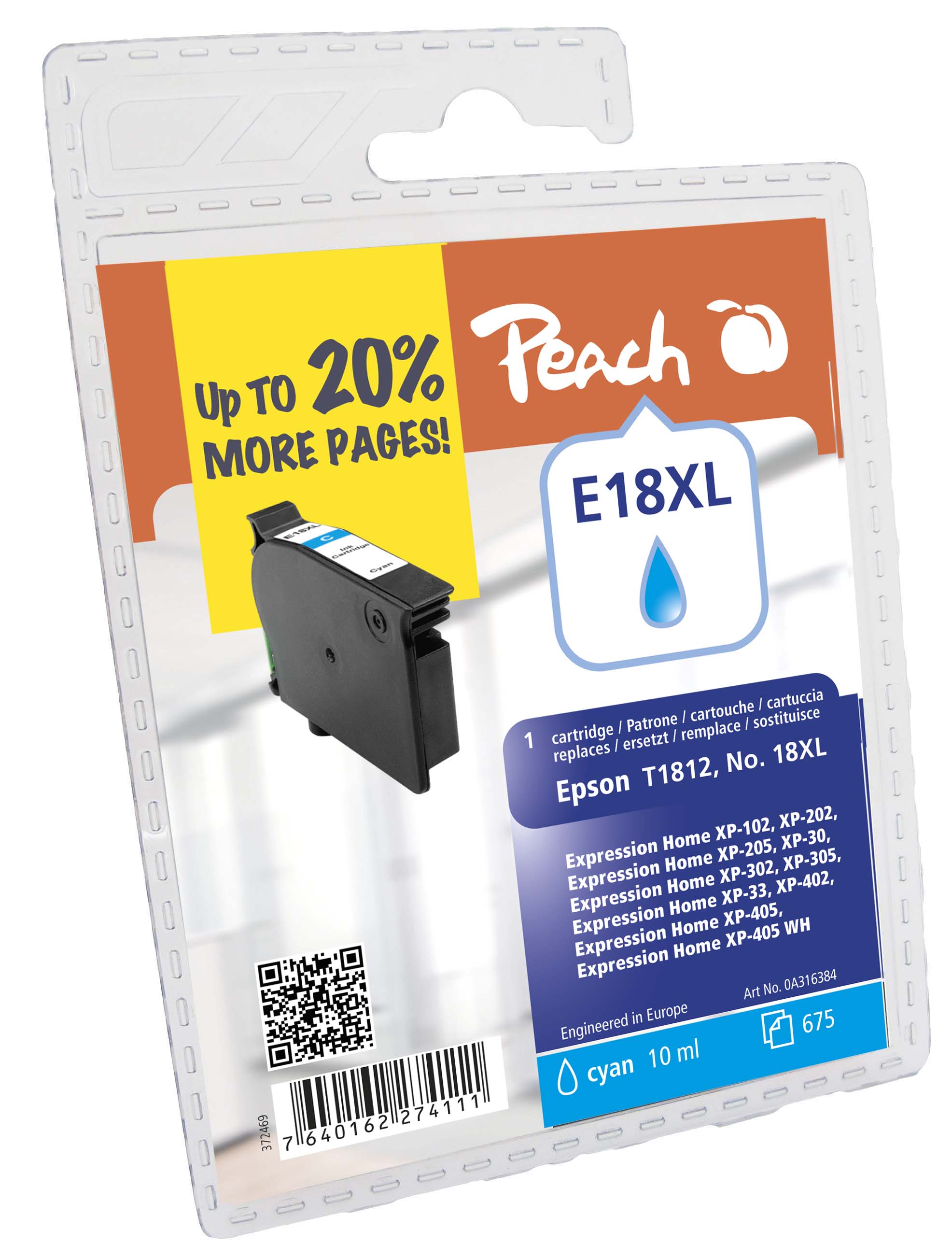Tinte Peach Epson T1812 PI200-232 cyan BLISTER Tinte Peach Epson T1812 PI200-232 cyan BLISTER