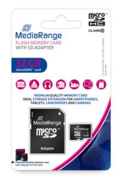 MediaRange Micro SDHC Card Class 10 mit SD-Karten Adapter 32GB