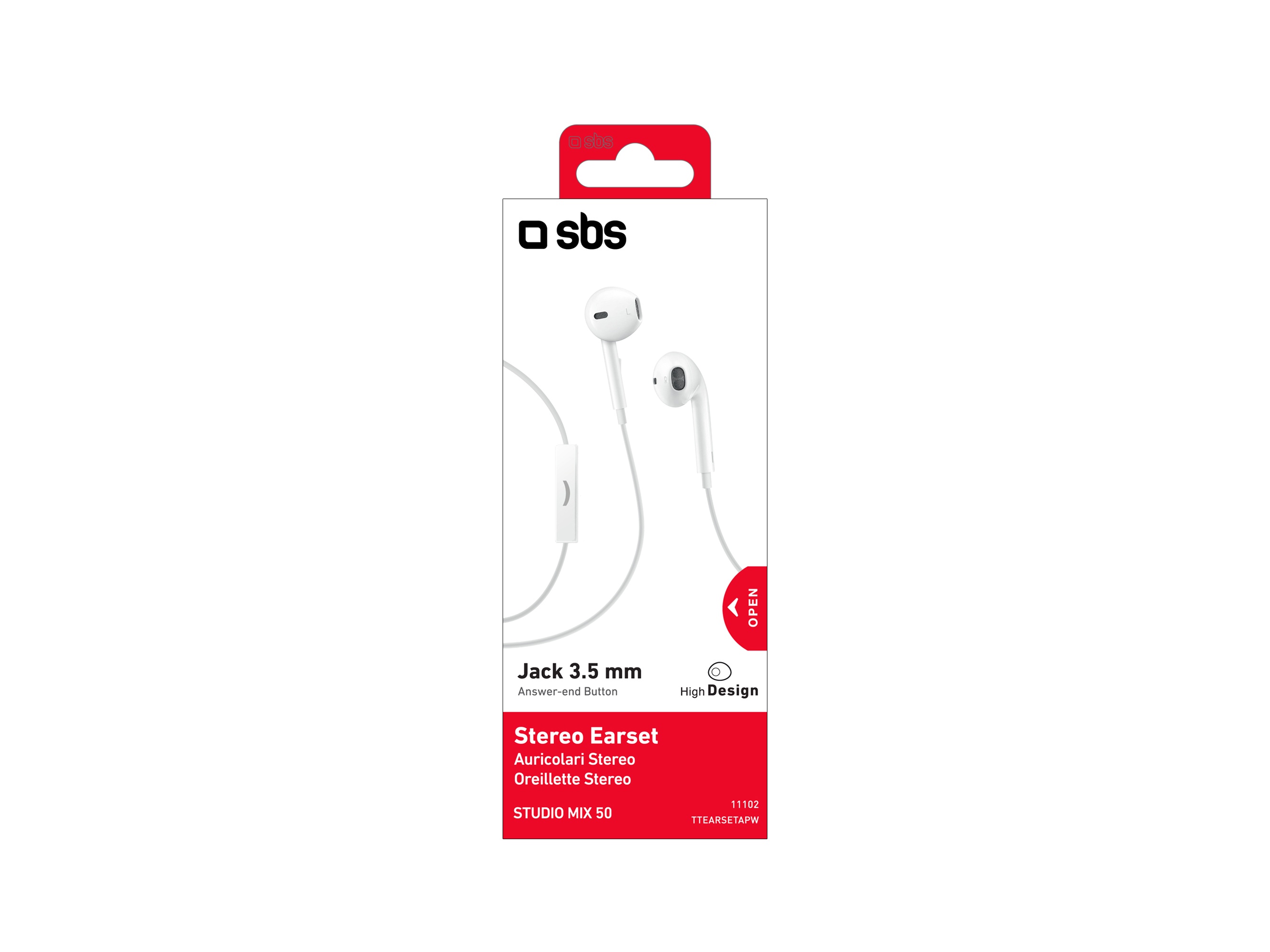 SBS In-ear stereo Earset Studiomix 50 white