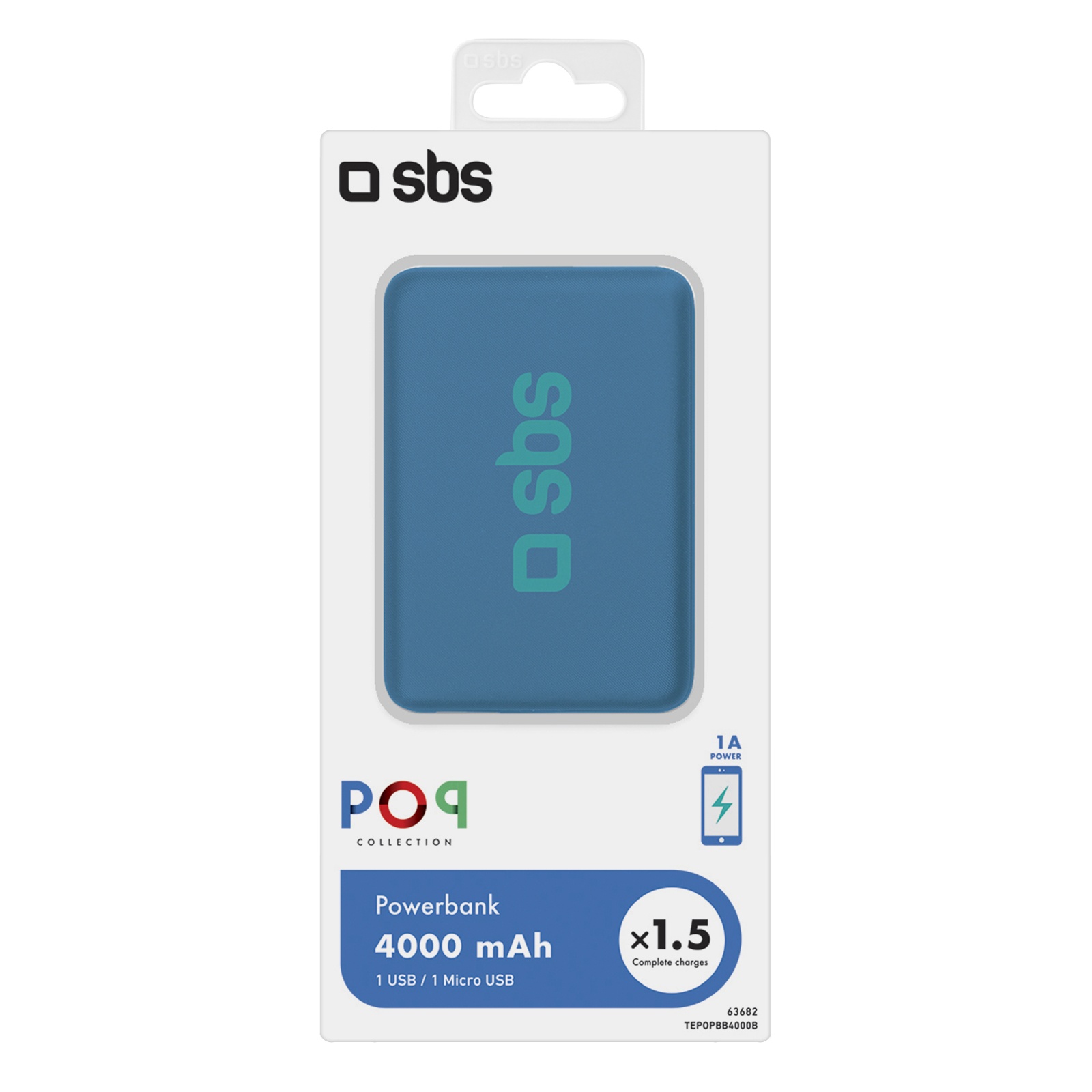 SBS Powerbank compact 4.000mAh blue