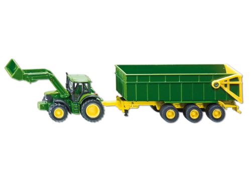 Siku 1843 - John Deere m.Frontlader und Anhänger L 20,9 x B 3,3 x H 4,7 cm, 1:87