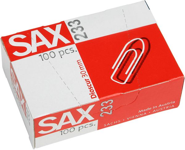 SAX Büroklammer 233 - 30mm - 100Stück verzinkt SAX Büroklammer 233 - 30mm - 100Stück verzinkt