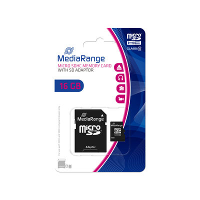 MediaRange Micro SDHC Card Class 10 mit SD-Karten Adapter 16GB MediaRange Micro SDHC Card Class 10 mit SD-Karten Adapter 16GB
