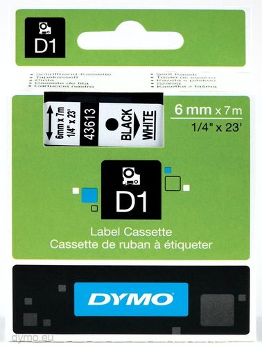 DYMO D1-Schriftband 6mm x 7m schwarz auf weiß