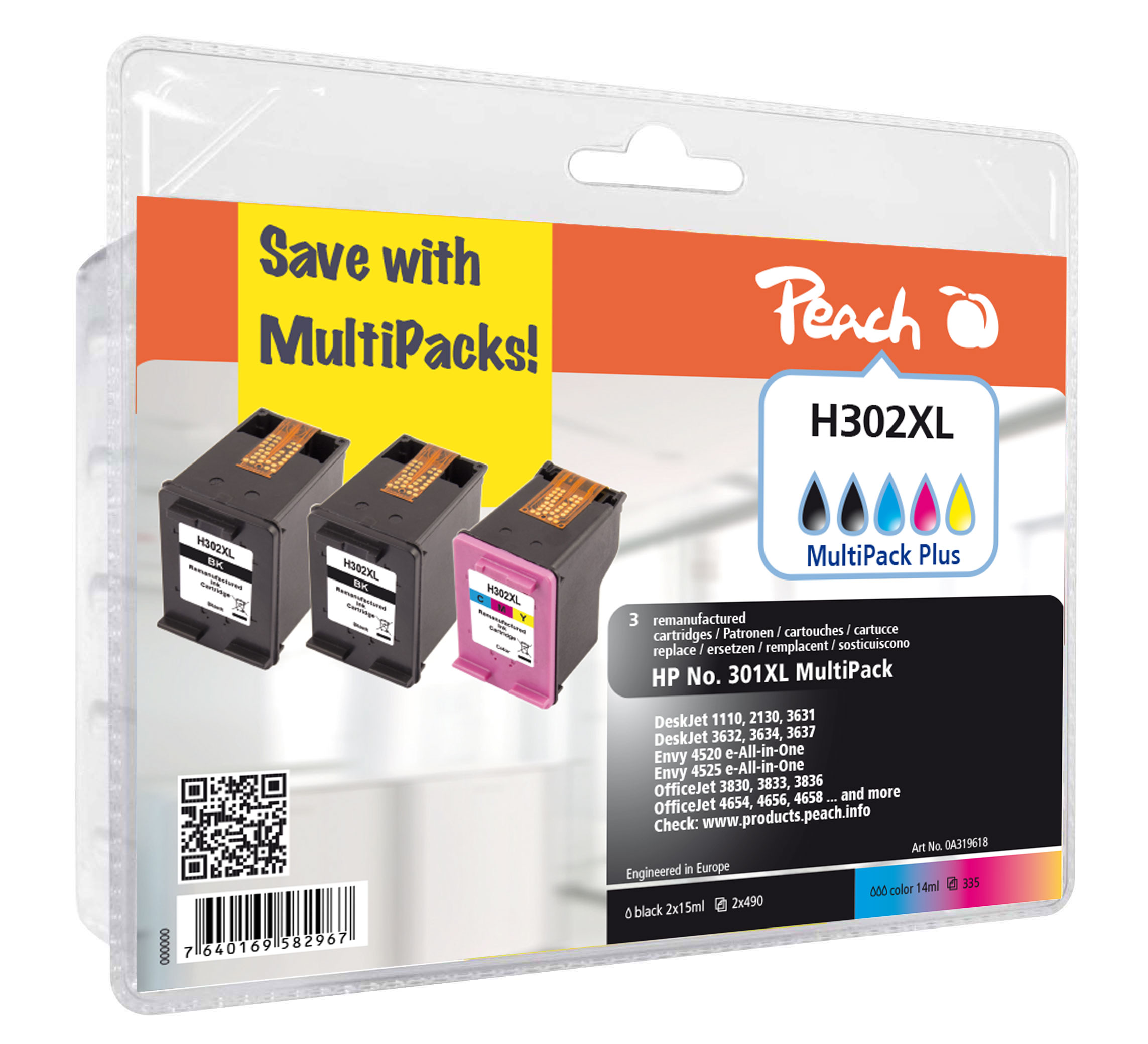 Tinte Peach HP Nr.302XL Multipack Plus PI300-660 BLISTER