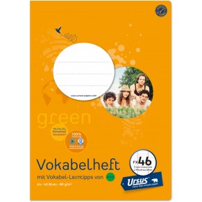URSUS GREEN Vokabelheft A4 FX46 zwei Mittelstriche 40 Blatt liniert