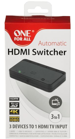 One for All HDMI Switcher 4K inkl. Fernbedienung One for All HDMI Switcher 4K inkl. Fernbedienung