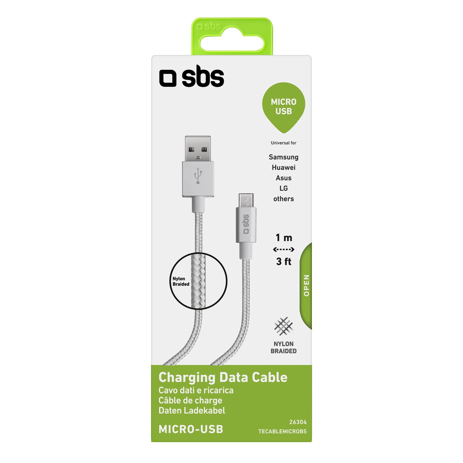 SBS Data/Charge Cable Micro-USB 1m silver