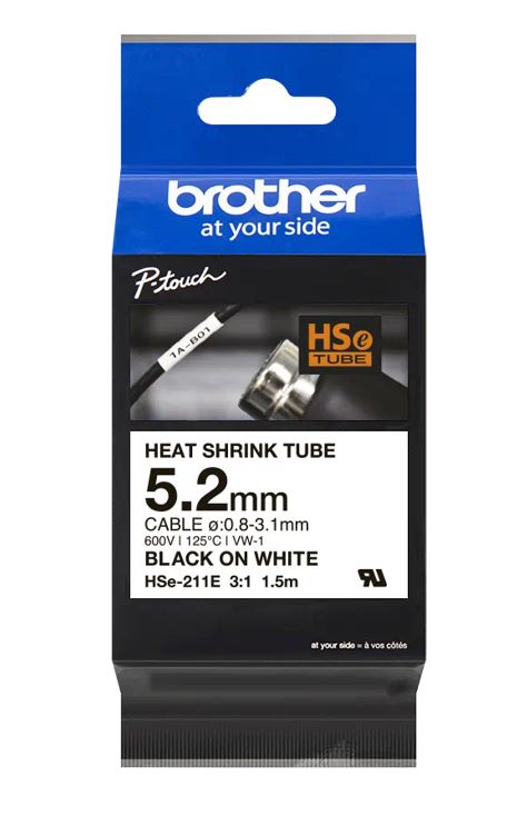 Brother Schrumpfschlauchkassette 5,2mm weiß/schwarz