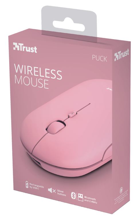 Trust PUCK Wireless Rechargable Mouse pink