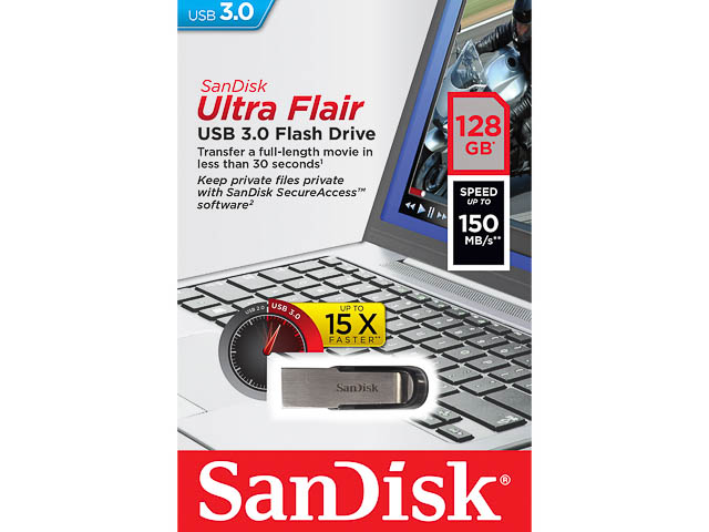 SanDisk USB Stick Cruzer Ultra Flair 128GB Secure Access