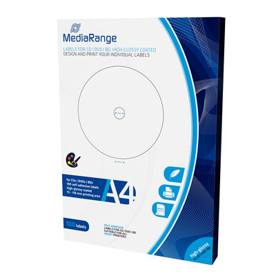 MediaRange selbstklebende Etiketten für CD/DVD/BD 1x100 MediaRange selbstklebende Etiketten für CD/DVD/BD 1x100