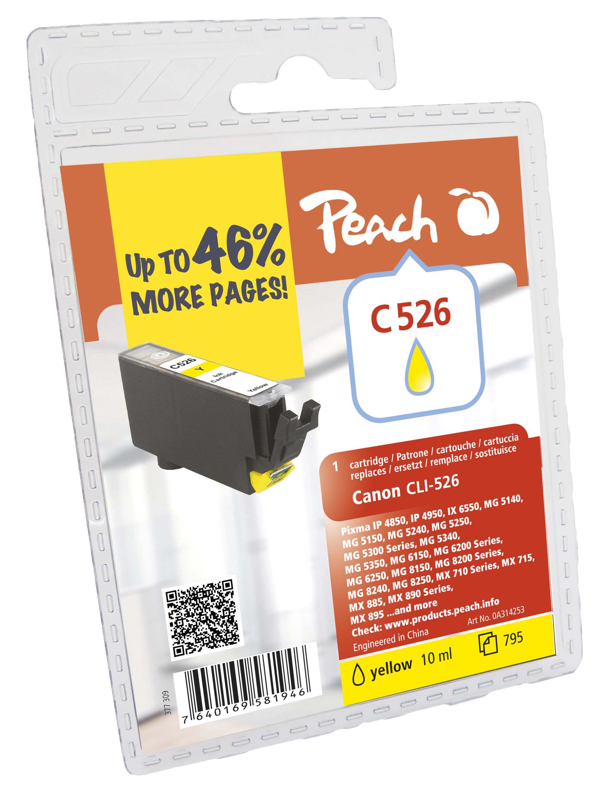 Tinte Peach Canon CLI526XL PI100-131 yell. BLISTER Tinte Peach Canon CLI526XL PI100-131 yell. BLISTER