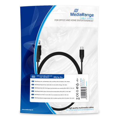 MediaRange Charge and Sync Cable USB 2.0 to Micro USB 2.0 1.8m black