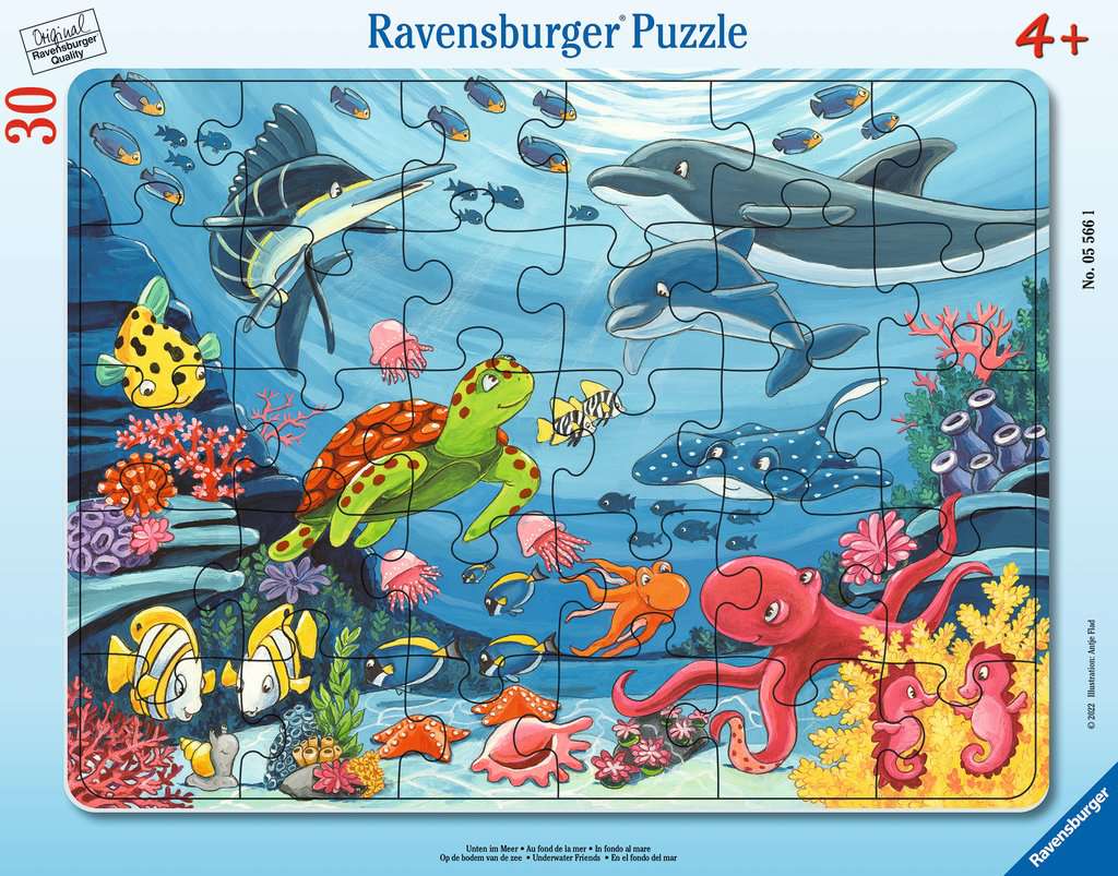 Ravensburger Puzzle - Unten im Meer - 30-48 Teile Rahmenpuzzle für Kinder ab 4 Jahren