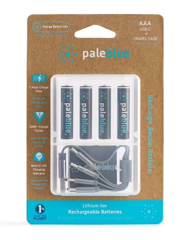 Pale Blue Rechargeable Batterie AAA USB-C 600mAh 1x4