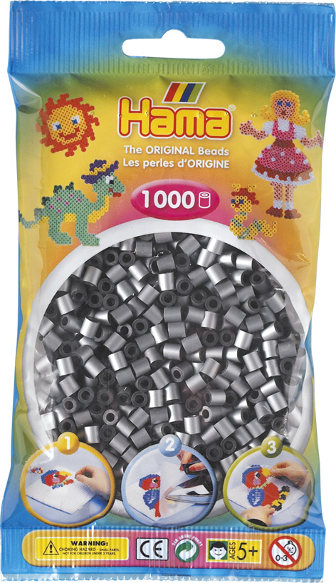 HAMA Bügelperlen im Beutel - 1.000 Stück - 207-62 silber