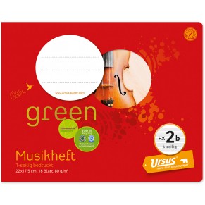 URSUS GREEN Musikheft 22 x 17,5 cm FX2b 16 Blatt rot