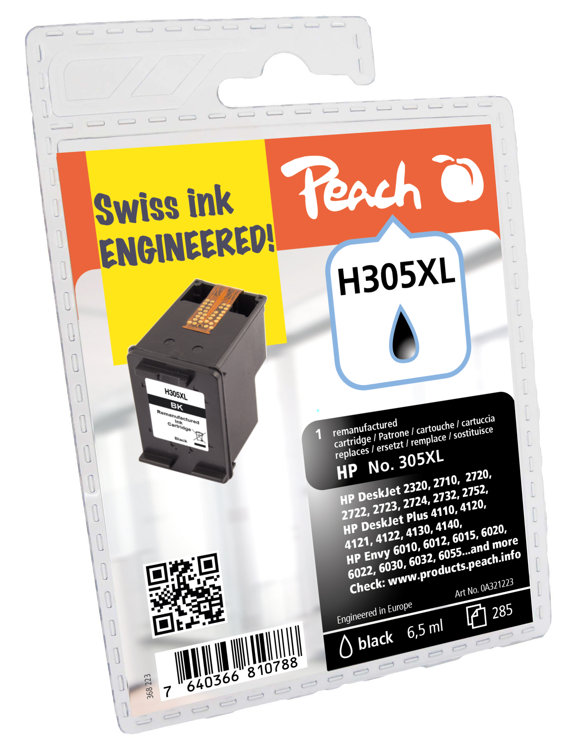 Tinte Peach HP Nr.305XL PI300-950 black BLISTER mehr Inhalt 485 Seiten