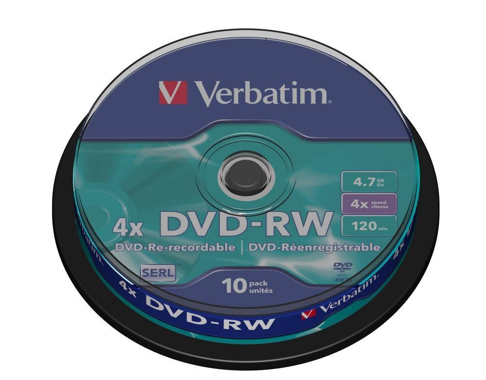 Verbatim DVD-RW 4,7GB/4f Spindel 1x10 Verbatim DVD-RW 4,7GB/4f Spindel 1x10