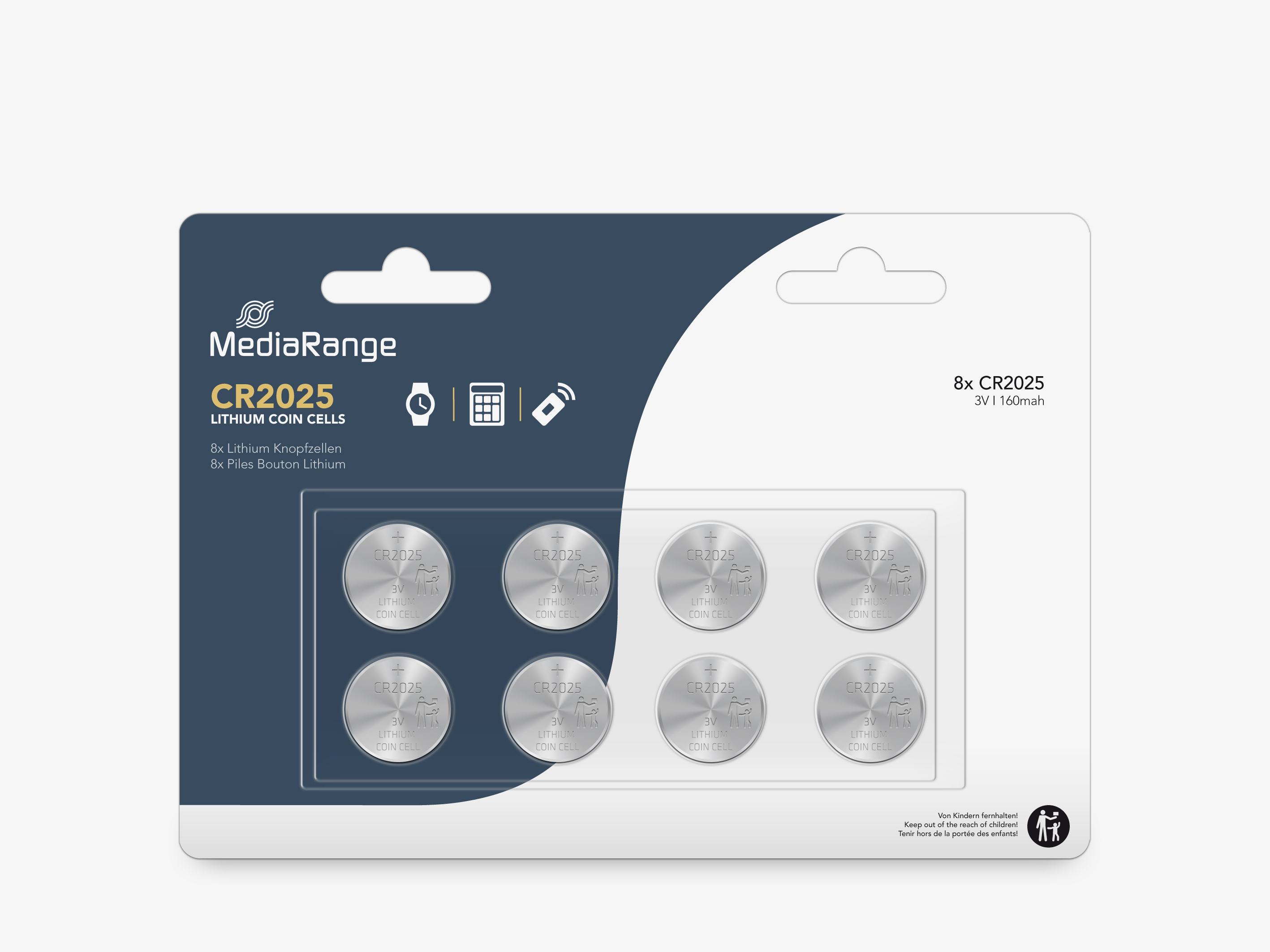 MediaRange Lithium Coin Cells CR2032/3V 1x8