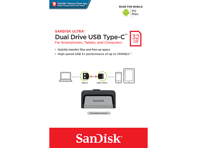 SanDisk Ultra Dual Type-C 32GB Speichererweiterung SanDisk Ultra Dual Type-C 32GB Speichererweiterung