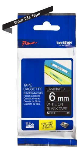 Brother P-Touch 12mm weiß/schwarz 1x5