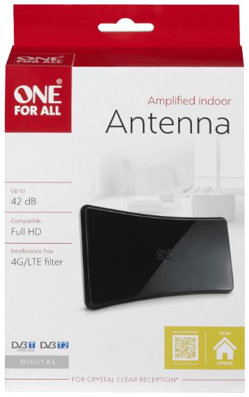 One for All DVB-T2 Curved Antenne 42dB black