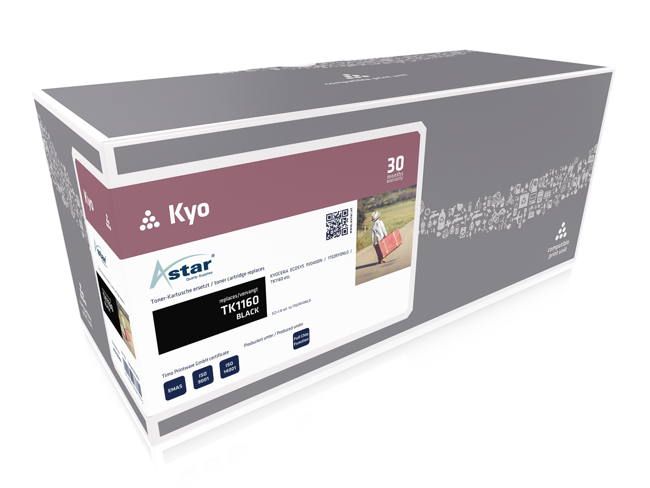 Astar Kyocera Tonerkit TK-1160 7,2K inkl. Chip Astar Kyocera Tonerkit TK-1160 7,2K inkl. Chip