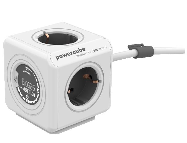 Allocacoc Powercube Extended 1,5m Kabel Monitor kWh Anzeige weiß Allocacoc Powercube Extended 1,5m Kabel Monitor kWh Anzeige weiß