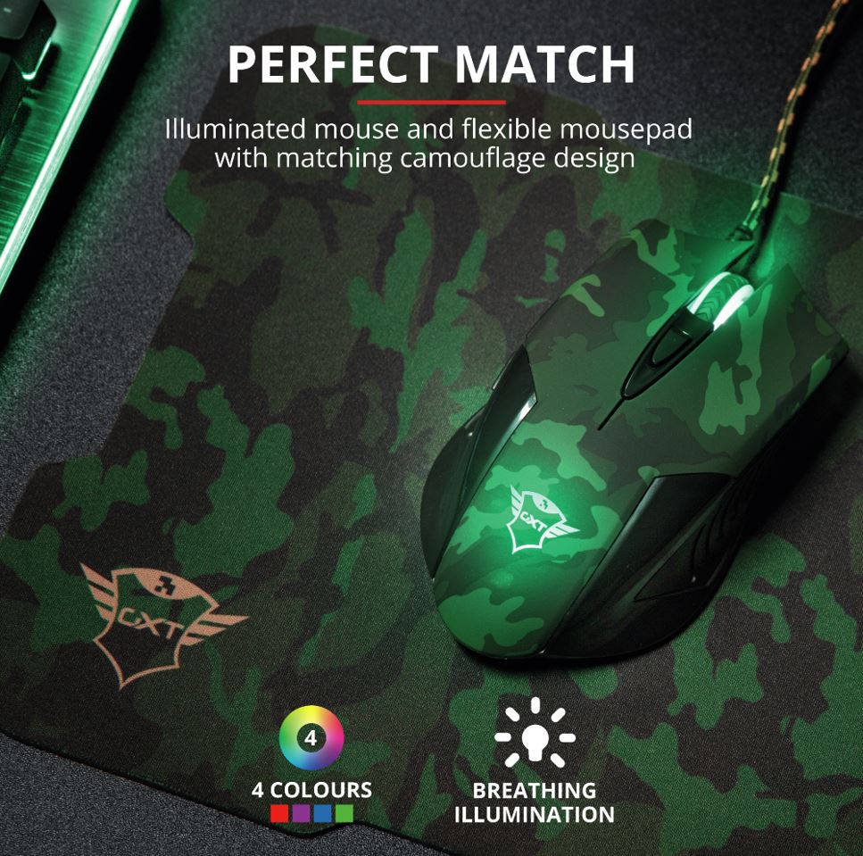 Trust GXT 781 RIXA Camo Gaming Mouse & Mouse Pad green Trust GXT 781 RIXA Camo Gaming Mouse & Mouse Pad green