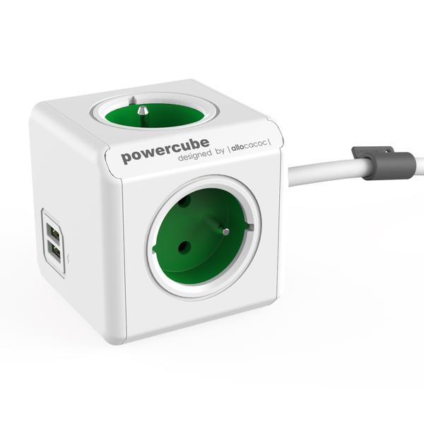 Allocacoc Powercube Extended 1,5m Kabel USB grün Allocacoc Powercube Extended 1,5m Kabel USB grün