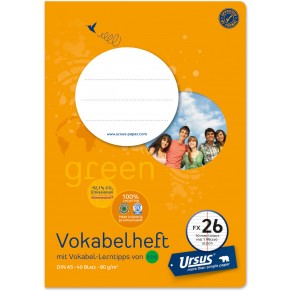 URSUS GREEN Vokabelheft A5 FX26 mit Mittelstrich 40 Blatt liniert