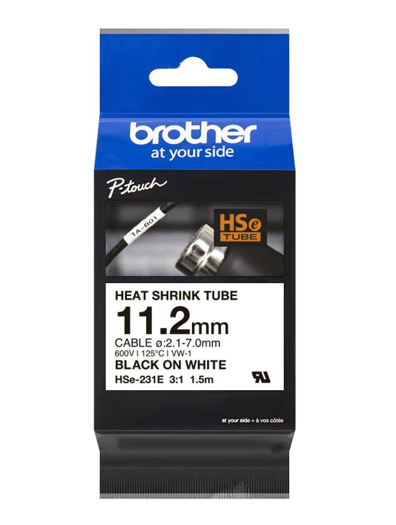 Brother Schrumpfschlauchkassette 11,2mm weiß/schwarz