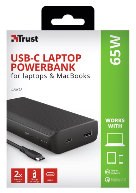 Trust LARO 65W USB-C Laptop Powerbank black Trust LARO 65W USB-C Laptop Powerbank black