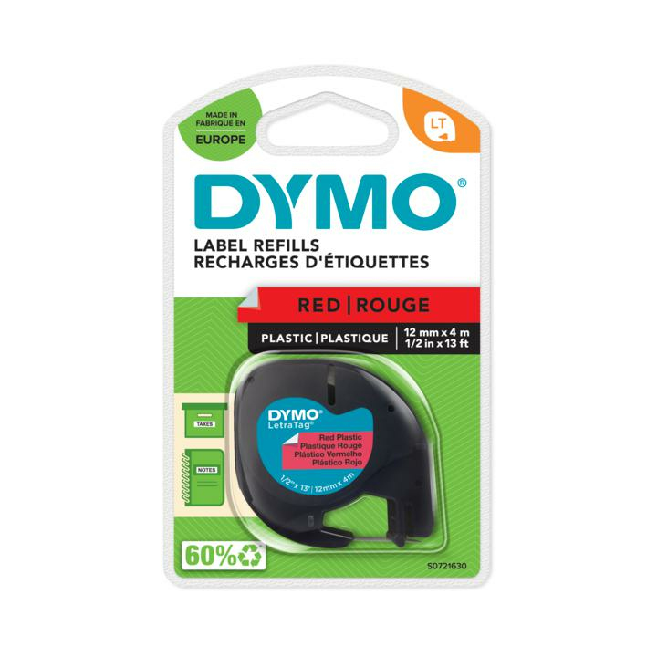 DYMO LT-Band Plastik 12mm x 4m schwarz auf rot