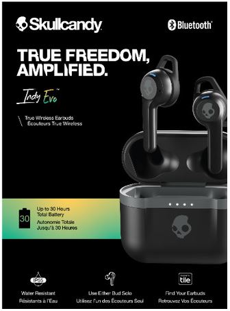 Skullcandy INDY EVO TRUE WIRELESS IN-EAR TRUE BLACK Skullcandy INDY EVO TRUE WIRELESS IN-EAR TRUE BLACK