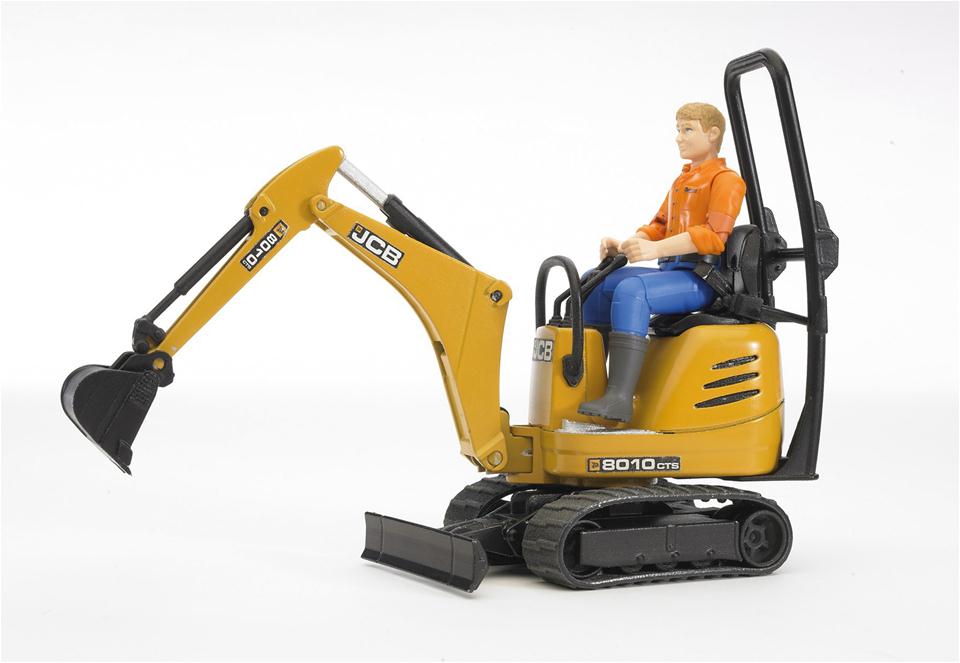 Bruder 62002 - JCB Mikrobagger 8010 CTS und Bauarbeiter