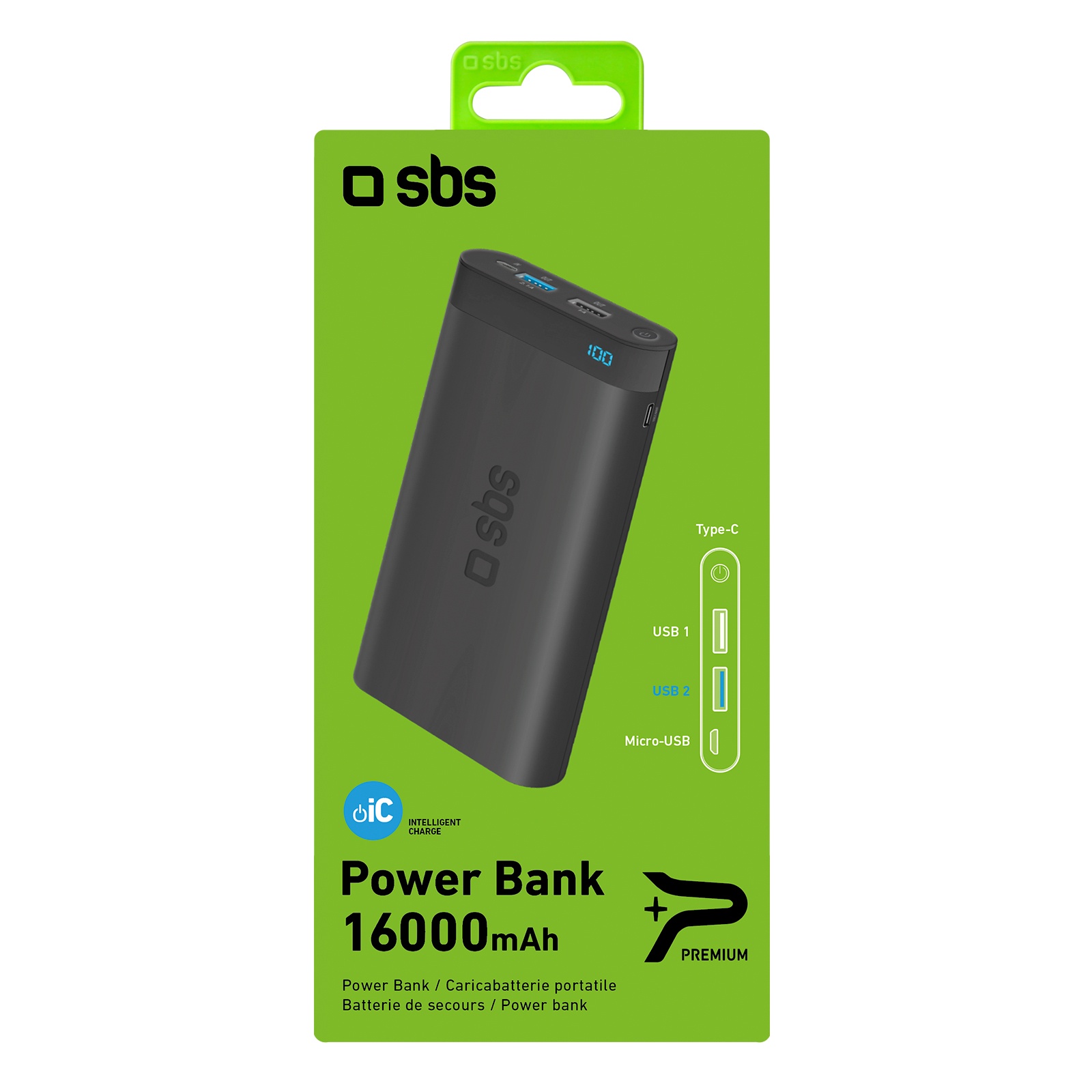 SBS Powerbank Polymer 16.000mAh black SBS Powerbank Polymer 16.000mAh black