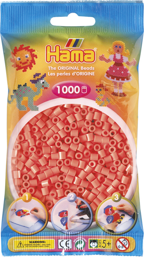 HAMA Bügelperlen im Beutel - 1.000 Stück - 207-44 pastell rot