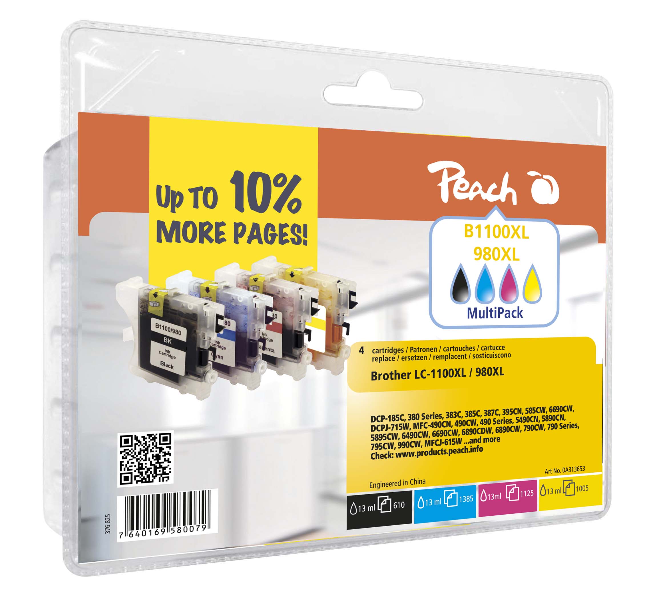 Tinte Peach Brother LC1100XL/980XL Multipack PI500-15 BLISTER