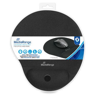 MediaRange Ergonomic Mouse Pad with Gel wrist support black MediaRange Ergonomic Mouse Pad with Gel wrist support black