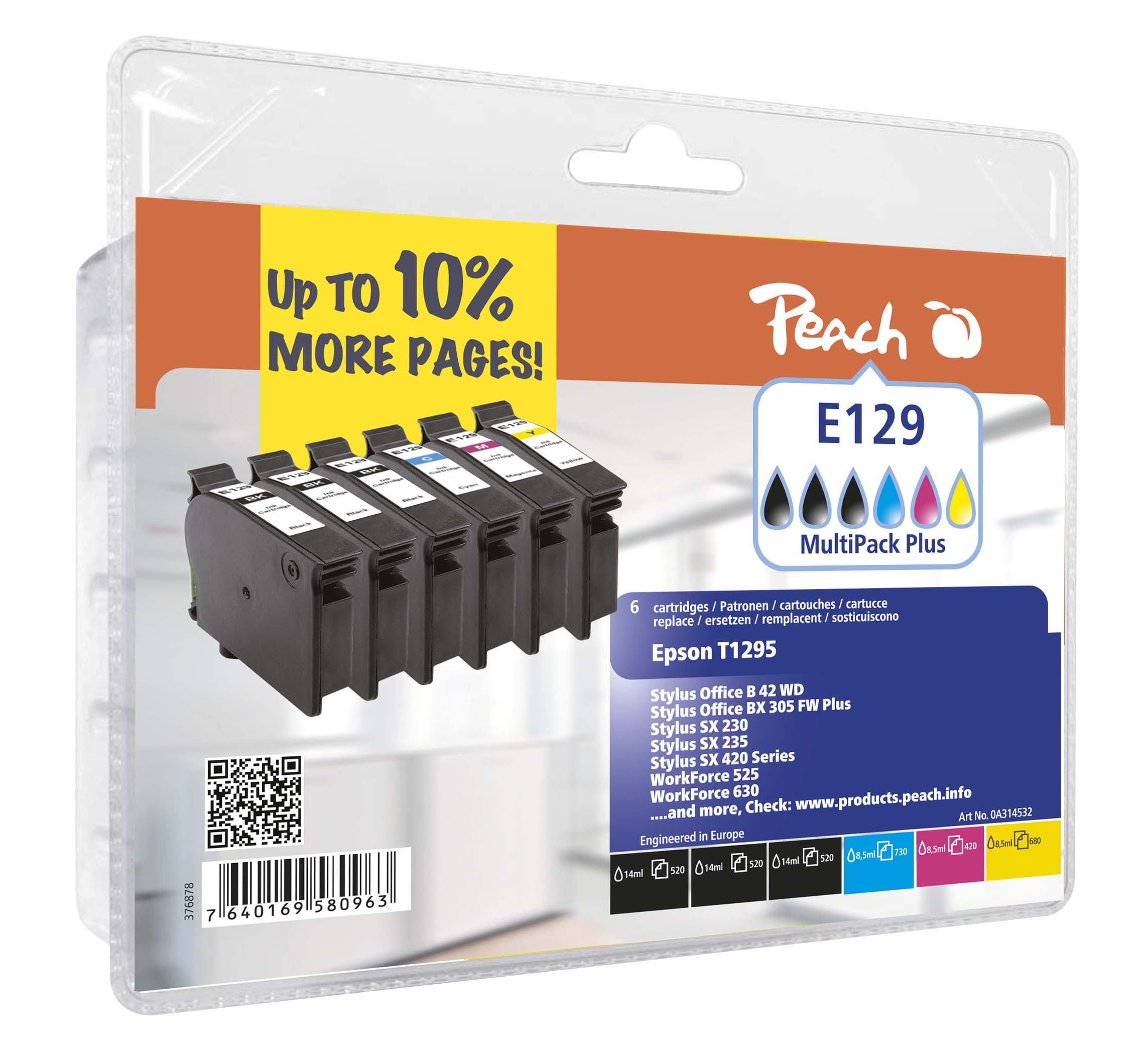 Tinte Peach Epson T1295 Multipack Plus PI200-216 BLISTER Tinte Peach Epson T1295 Multipack Plus PI200-216 BLISTER