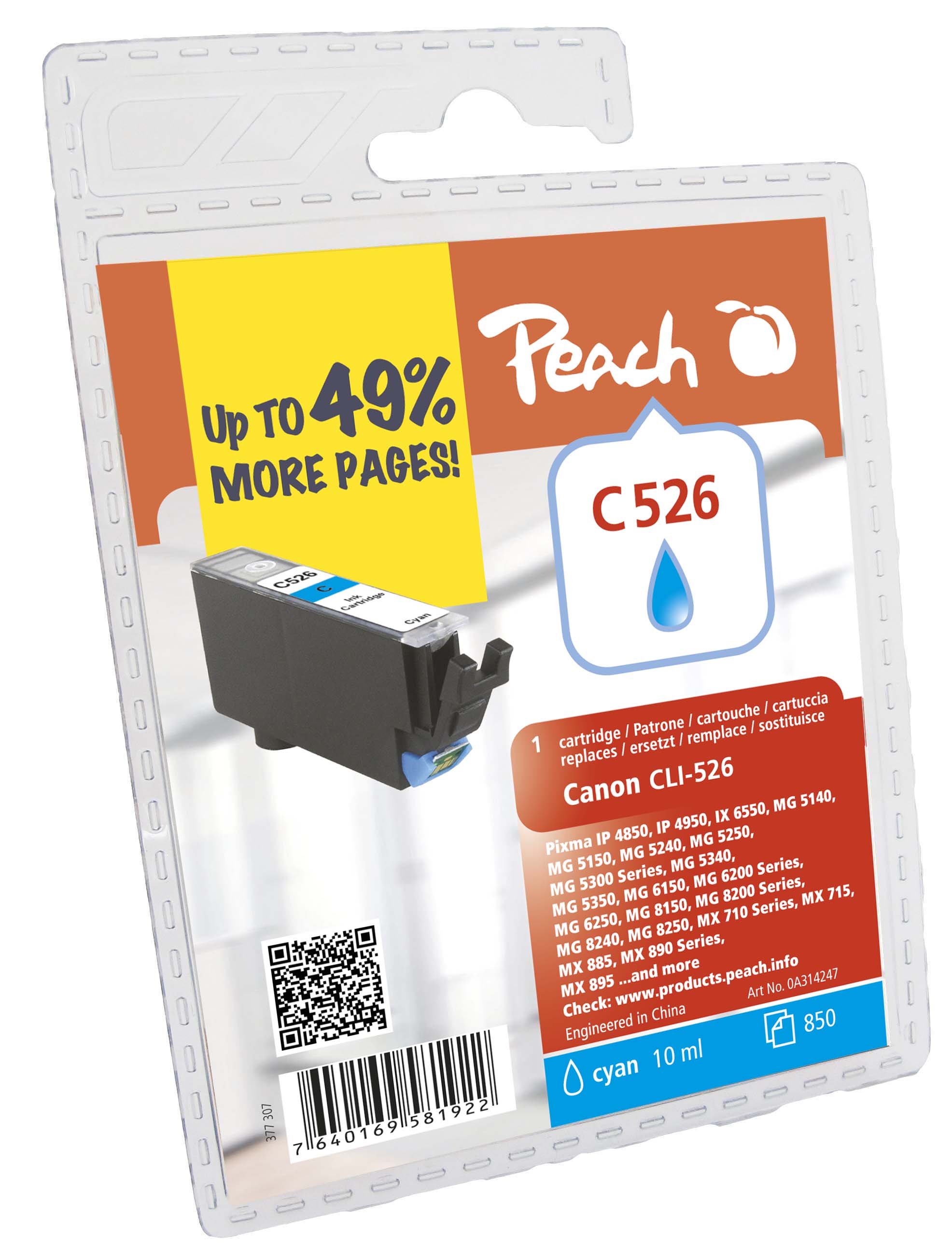 Tinte Peach Canon CLI526XL PI100-129 cyan BLISTER Tinte Peach Canon CLI526XL PI100-129 cyan BLISTER