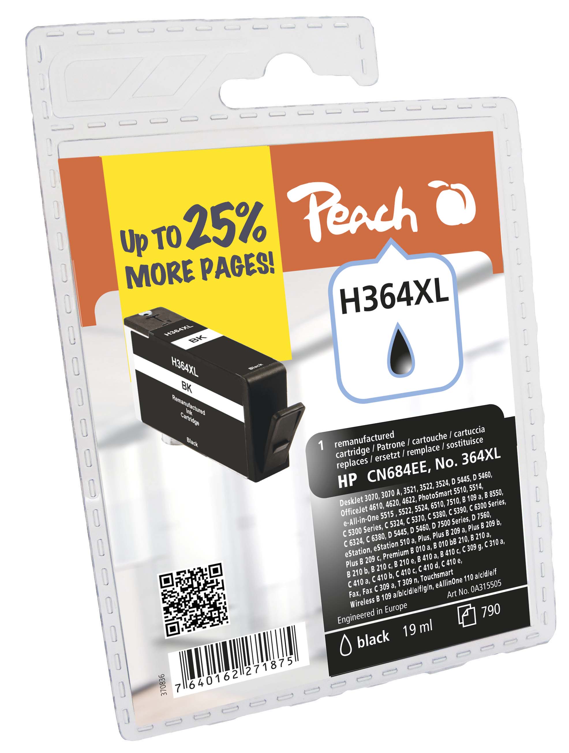 Tinte Peach HP Nr.364XL PI300-365 black BLISTER