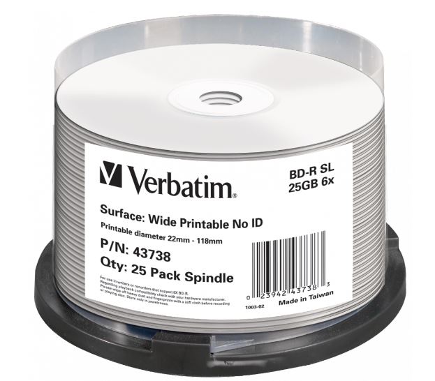 Verbatim Blu Ray 25GB/6f SL Spindel 1x25