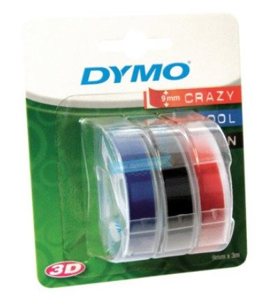 DYMO Prägeband 3er-Blister 9mm x 3m glänzend rot blau schwarz 1x3
