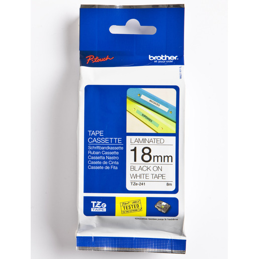 Brother P-Touch 18mm weiß/schwarz Brother P-Touch 18mm weiß/schwarz