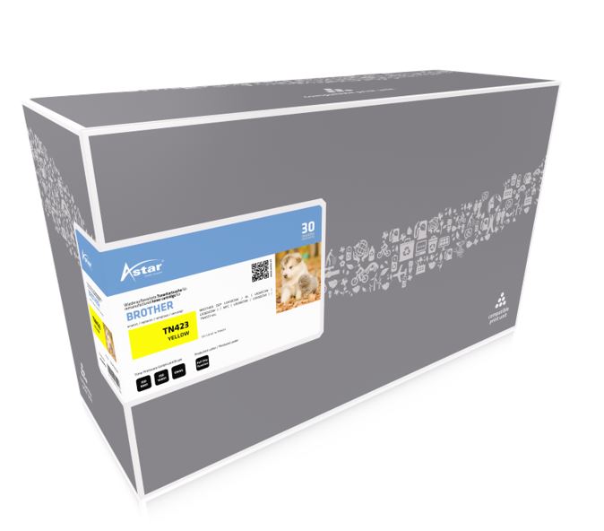 Astar Brother Toner yell., TN-423Y 4K inkl. Chip Astar Brother Toner yell., TN-423Y 4K inkl. Chip