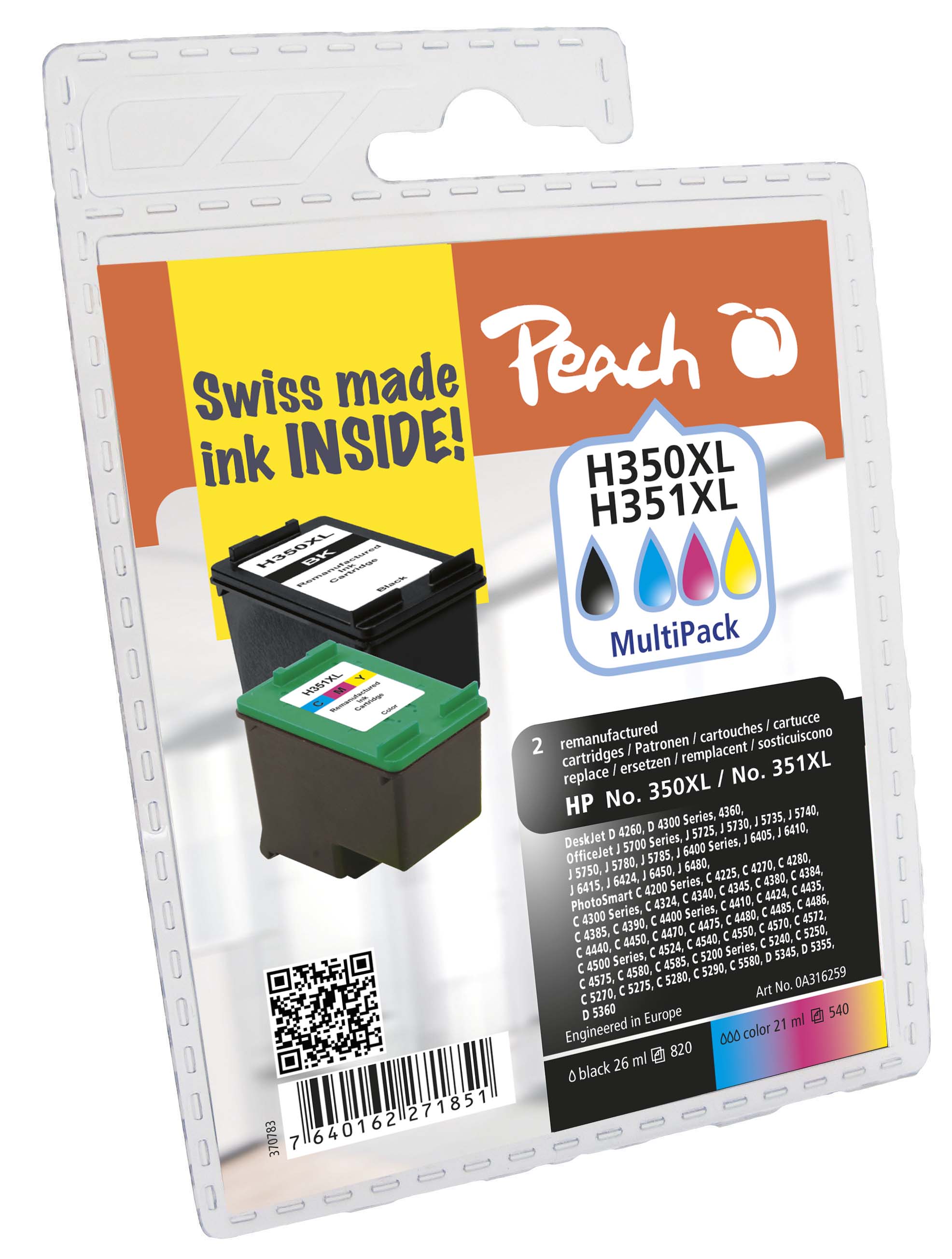Tinte Peach HP Nr.350XL/351XL Multipack PI300-400 BLISTER Tinte Peach HP Nr.350XL/351XL Multipack PI300-400 BLISTER